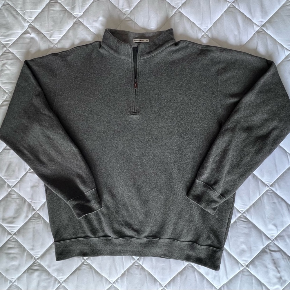 Peter Millar Men’s Quarter Zip Pullover - XL.    Grey.